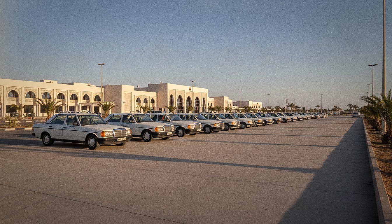 Station de taxis devant le terminal de l'Aéroport d'Agadir
